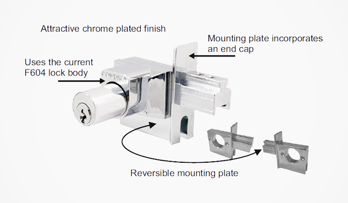 F614 10mm Glass Track Locks from Cowdroy