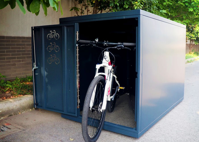 Secure Commercial Bicycle Lockers from Cora Bike Rack