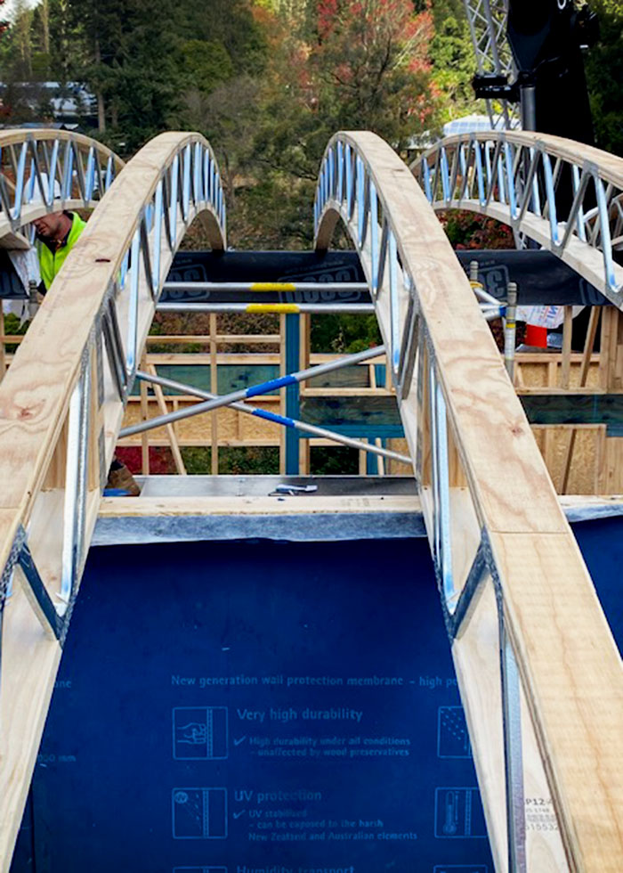 Trusses for Curved Timber Roof Prefabrication by MiTek