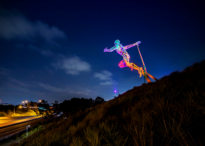 Illumination of Iconic Sculpture The Sprinter by WE-EF