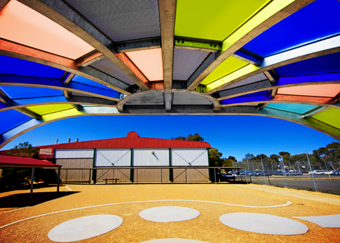 Coloured Acrylic Sheets for Amphitheatre by Mitchell Group