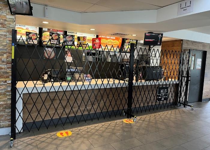 Crowd Control Barriers Secure Fast Food Kiosks and Reception Counters by Australian Trellis Door Company