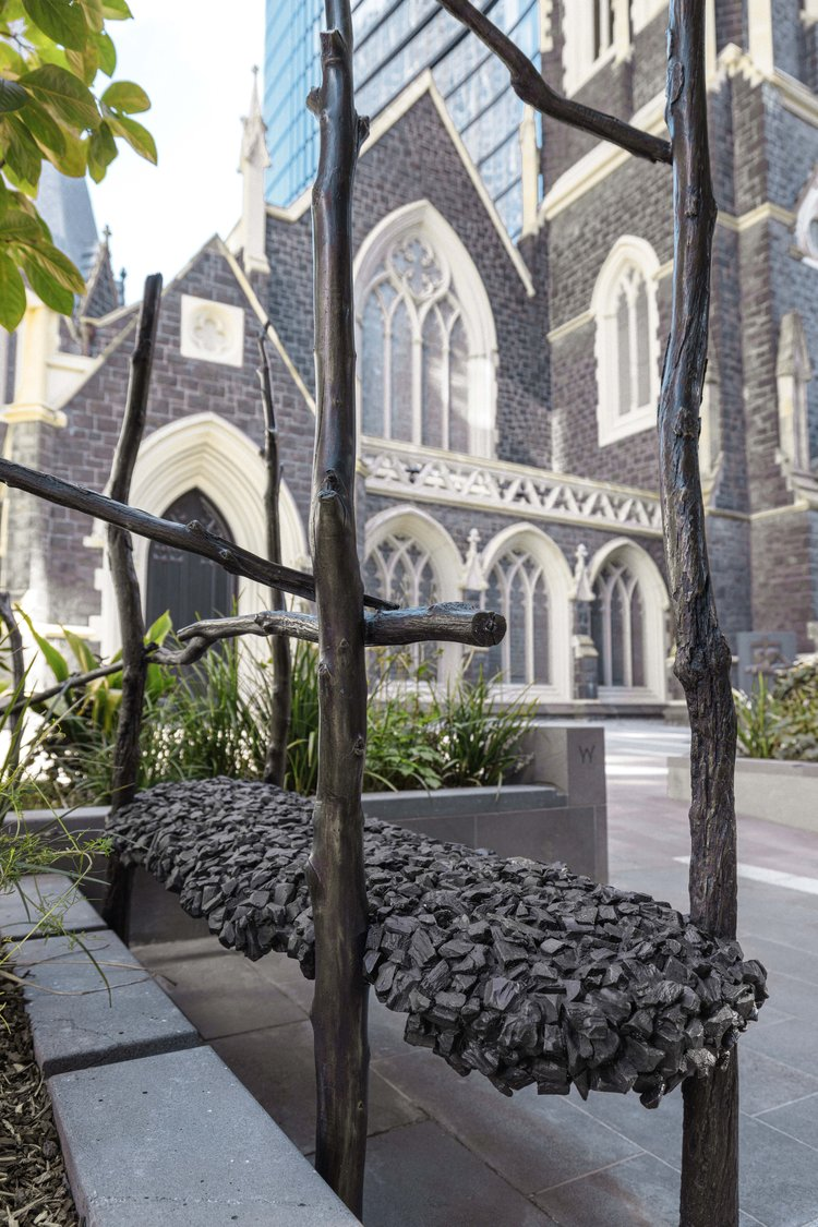 Bronze Sculptures at the Wesley Place Church Forecourt in Melbourne by Axolotl