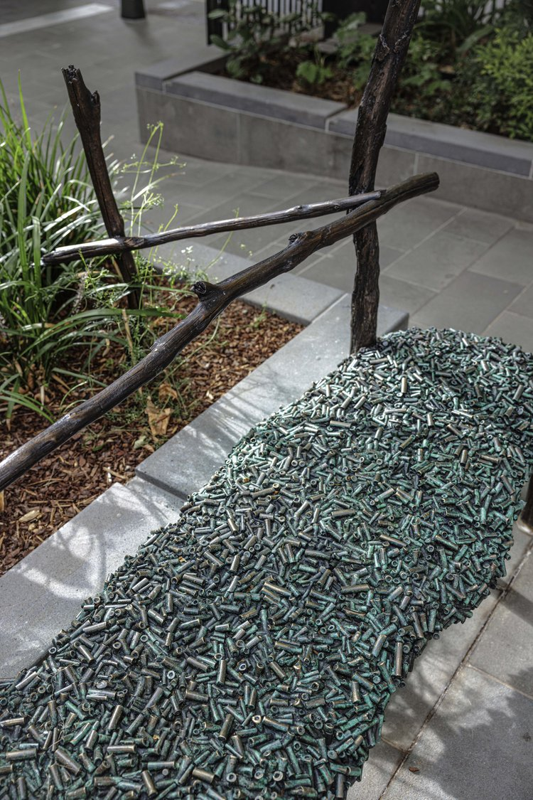 Bronze Sculptures at the Wesley Place Church Forecourt in Melbourne by Axolotl