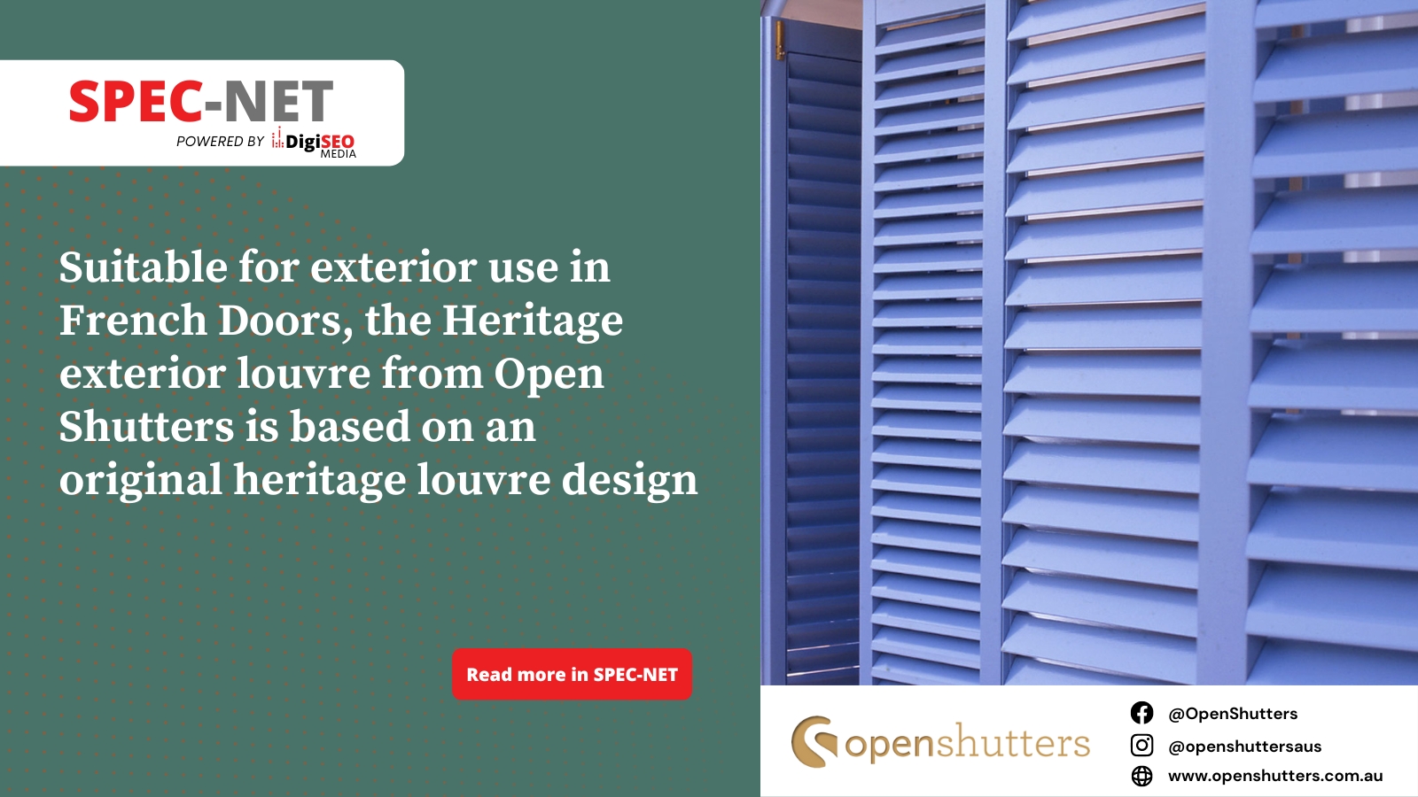 Heritage Exterior Louvre Design for French Doors from Open Shutters