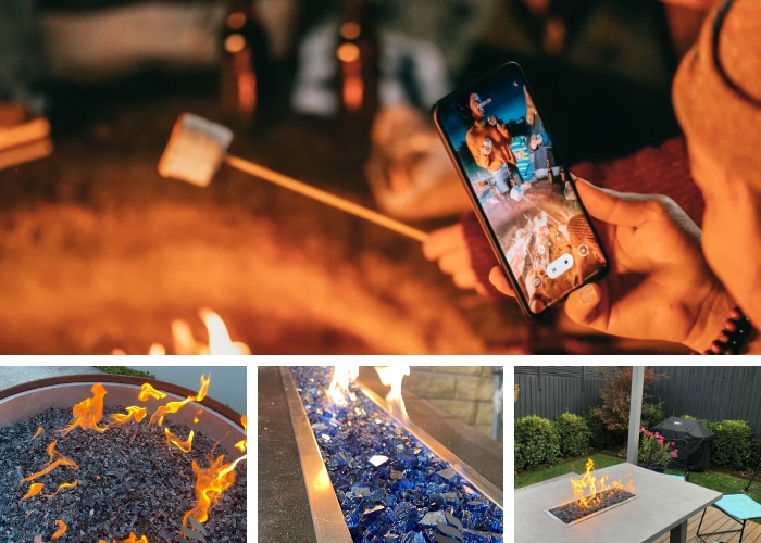 Outdoor Fire Pit with Fire Glass Rocks From Schneppa Glass