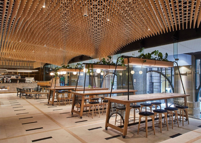 Custom Routed Acoustic Plywood Ceiling Panels by Keystone Linings
