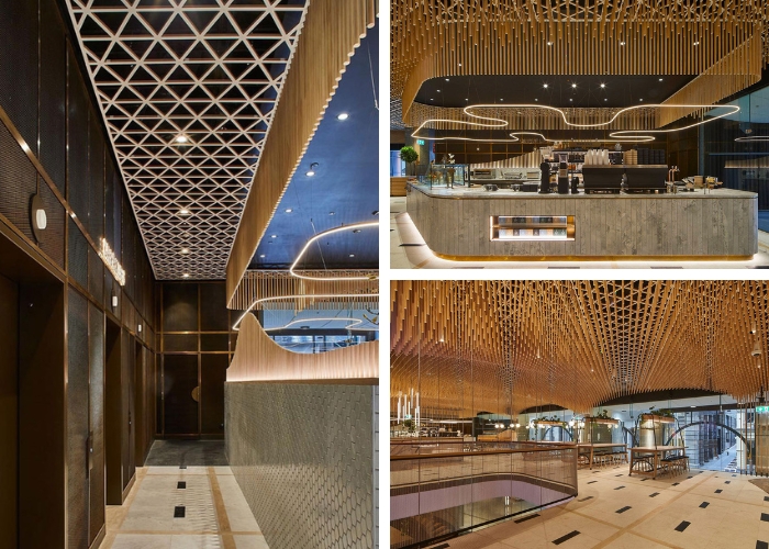 Custom Routed Acoustic Plywood Ceiling Panels by Keystone Linings