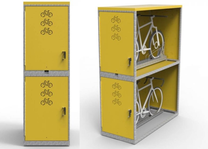 Two Tier Bike Locker by Cora Bike Rack