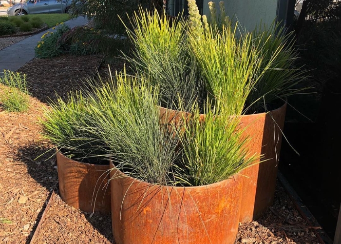 Weathered Steel Tiered Planters by FormBoss