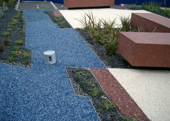 Coloured Glass Rocks for Garden Beds by Schneppa Glass