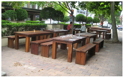 bench table and chairs