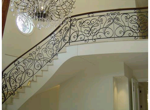 Wrought Iron Balustrade with timber handrail