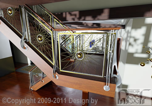 modern byzantine accent staircase balustrade