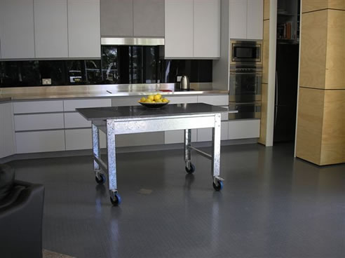 natural rubber flooring in kitchen