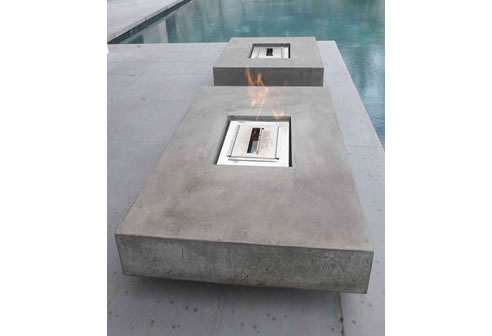 polished concrete outdoor fire box