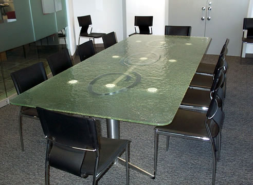 slumped glass boardroom table
