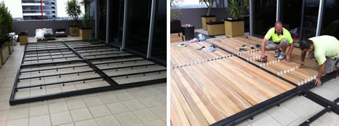 modular timber decking installation