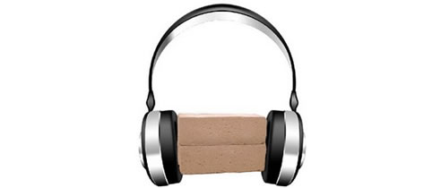 acoustic rated brick with headphones