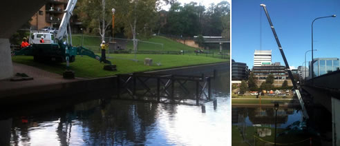 mini crane at parramatta river