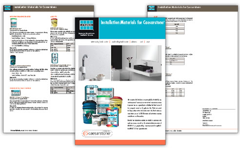 laticrete caesarstone installation materials brochure