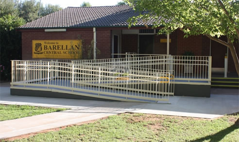 school ramp and handrail