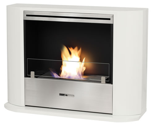 white freestanding convection fireplace