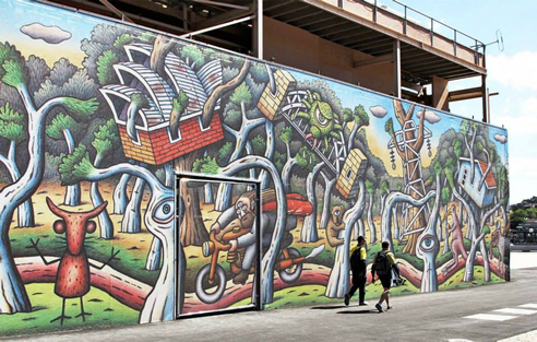 mambo style facade mural