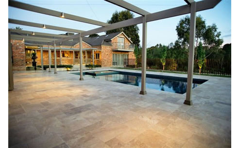 travertine pool surround