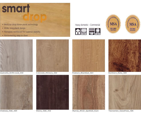 smartdrop timber look vinyl plank colours