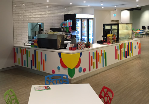 colourful cafe counter