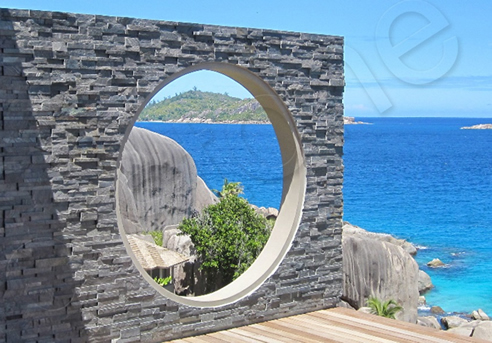 stacked stone architectural feature