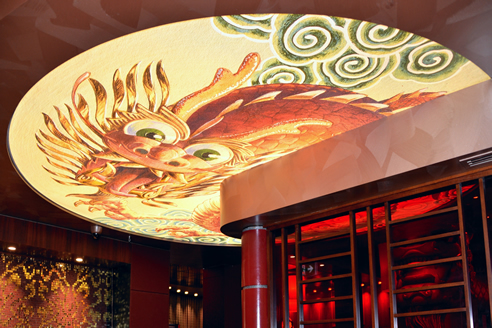 backlit printed chinese dragon ceiling feature