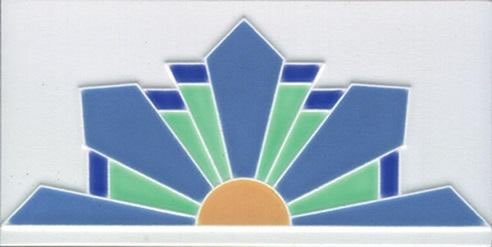 blue and green art deco tile