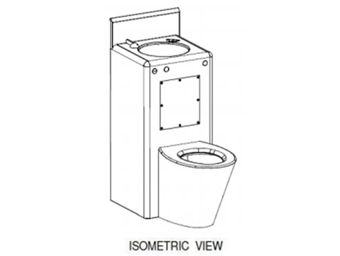isometric view Square Toilet and Basin Combination