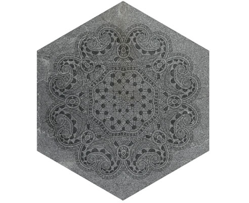 patterned stone ceramic hexagon tile