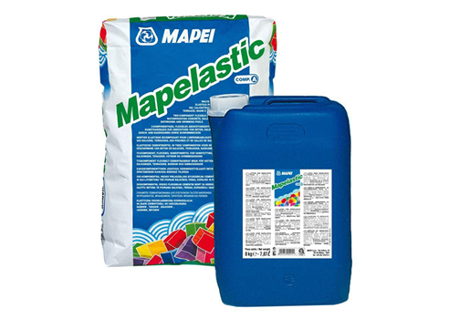 Mapelastic cementitious mortar used to waterproof concrete surfaces