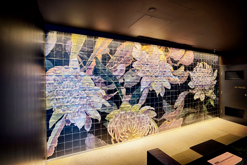 Painted mural over handmade tiles from Di Emme Creative Solutions