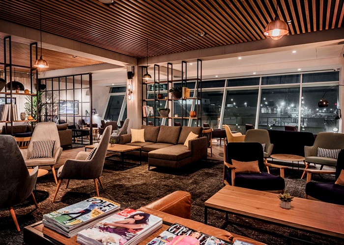 Slatted Acoustic Ceiling for Cosy Airport Lounge from SUPAWOOD