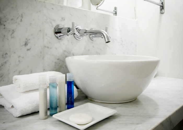 Gioia Venatino Carrara Marble Hotel Bathroom by RMS Marble