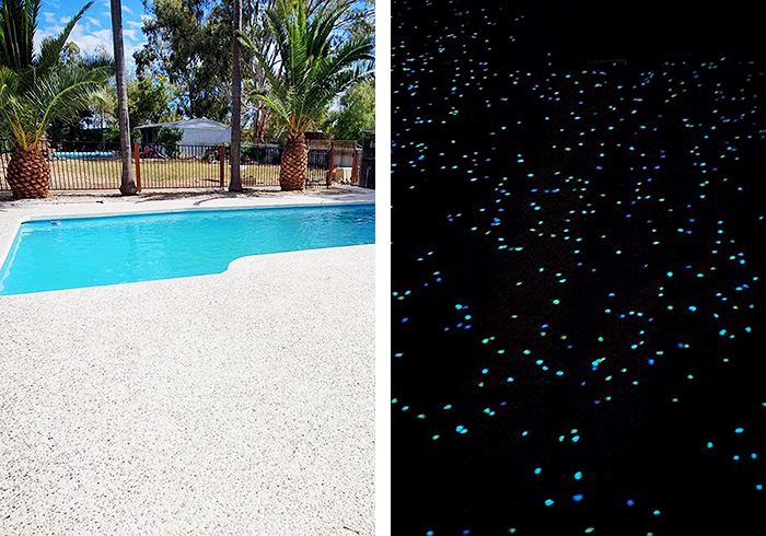 Glow in the Dark Pool Surrounds by Schneppa Glass