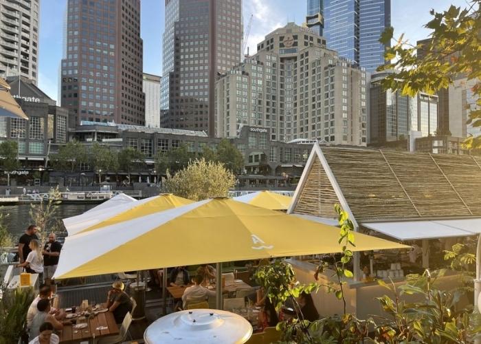 Giant Umbrella for Restaurant Outdoor Seating by Instant Shade Umbrellas
