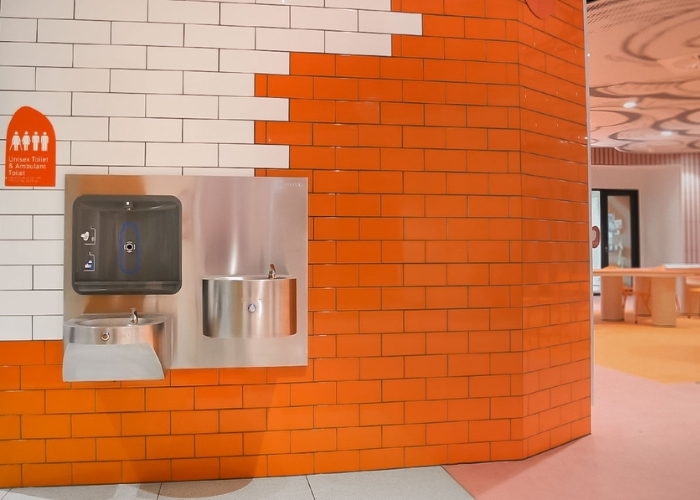 Hands-Free Bottle Filler and Drinking Fountains at Vertical Primary School by Britex