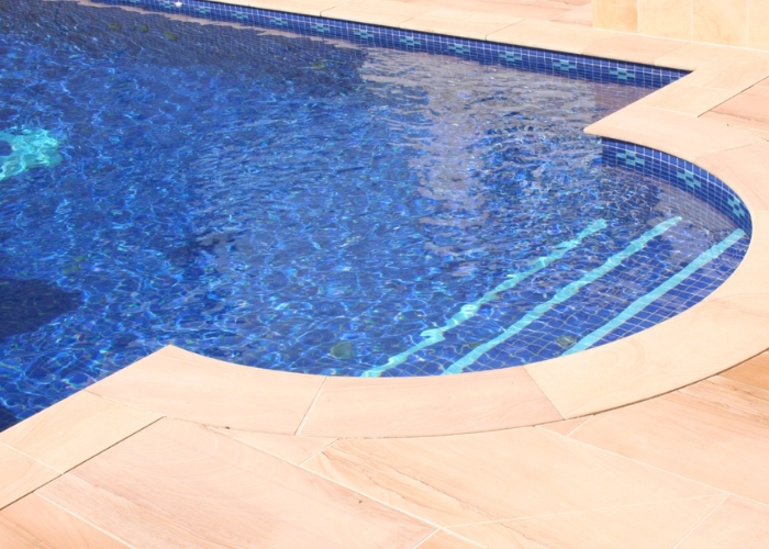 Natural Stone Curved Coping for Pools by KHD