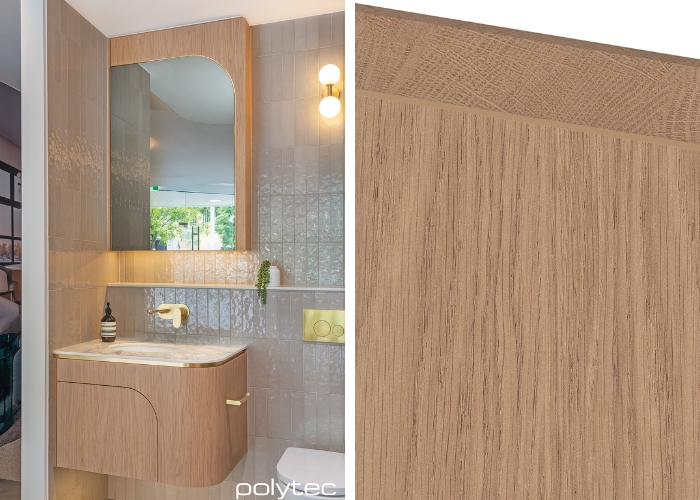 Boston Oak Woodmatt for Bathroom Sinks by polytec