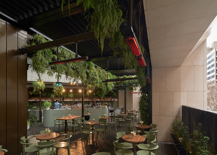 Suspended Infrared Heater for Rooftop Bars by Celmec