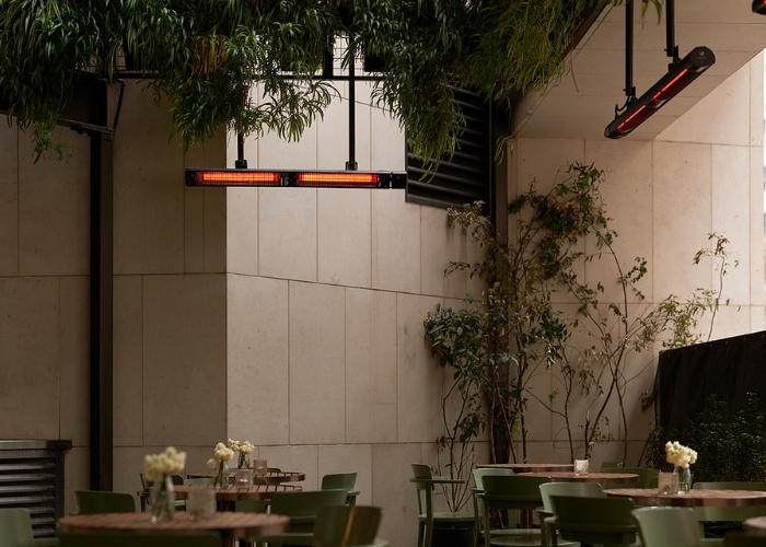 Suspended Infrared Heater for Rooftop Bars by Celmec