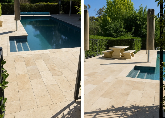 Paloma Travertine Pavers for Outdoor Living by RMS Marble