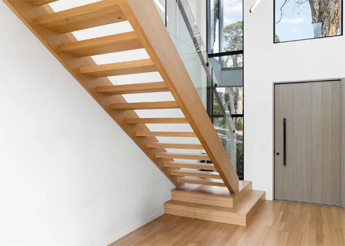 Victorian Ash Staircase with Glass Balustrade by S&A Stairs