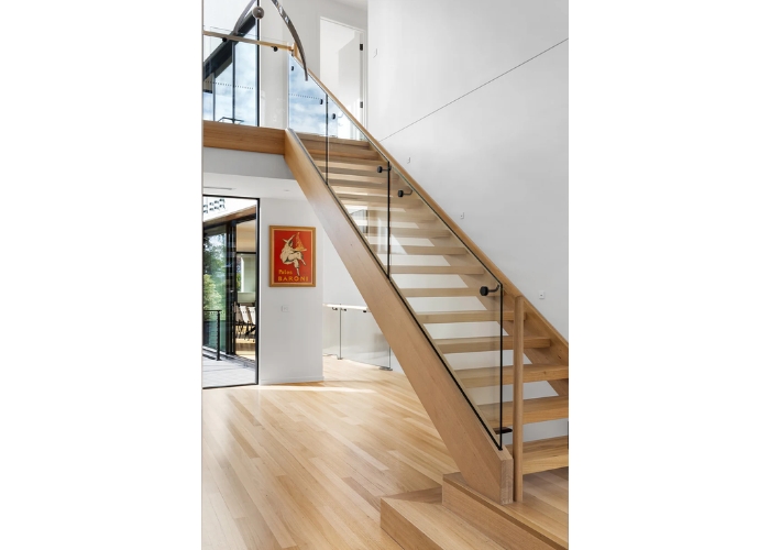 Victorian Ash Staircase with Glass Balustrade by S&A Stairs